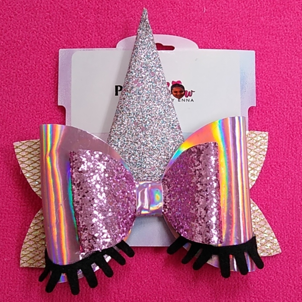 Handmade unicorn faux leather hairbow